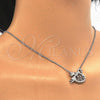Collares con Dije 04.336.0038.16 Plata Rodinada, Diseño de Cisne y Corazón, con Micro Pave Negro y Blanca, Pulido, Rodinado (Grosor 01 MM, 16 Pulgadas de Largo)