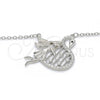 Collares con Dije 04.336.0038.16 Plata Rodinada, Diseño de Cisne y Corazón, con Micro Pave Negro y Blanca, Pulido, Rodinado (Grosor 01 MM, 16 Pulgadas de Largo)