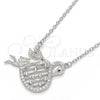 Collares con Dije 04.336.0038.16 Plata Rodinada, Diseño de Cisne y Corazón, con Micro Pave Negro y Blanca, Pulido, Rodinado (Grosor 01 MM, 16 Pulgadas de Largo)