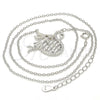 Collares con Dije 04.336.0038.16 Plata Rodinada, Diseño de Cisne y Corazón, con Micro Pave Negro y Blanca, Pulido, Rodinado (Grosor 01 MM, 16 Pulgadas de Largo)