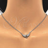 Collares con Dije 04.336.0040.16 Plata Rodinada, Diseño de Corazón, con Zirconia Cubica Blanca y Cristal Blanca, Pulido, Rodinado (Grosor 01 MM, 16 Pulgadas de Largo)