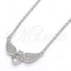 Collares con Dije 04.336.0040.16 Plata Rodinada, Diseño de Corazón, con Zirconia Cubica Blanca y Cristal Blanca, Pulido, Rodinado (Grosor 01 MM, 16 Pulgadas de Largo)