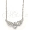 Collares con Dije 04.336.0040.16 Plata Rodinada, Diseño de Corazón, con Zirconia Cubica Blanca y Cristal Blanca, Pulido, Rodinado (Grosor 01 MM, 16 Pulgadas de Largo)