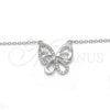 Collares con Dije 04.336.0044.16 Plata Rodinada, Diseño de Mariposa, con Zirconia Cubica Blanca, Pulido, Rodinado (Grosor 01 MM, 16 Pulgadas de Largo)