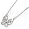 Collares con Dije 04.336.0044.16 Plata Rodinada, Diseño de Mariposa, con Zirconia Cubica Blanca, Pulido, Rodinado (Grosor 01 MM, 16 Pulgadas de Largo)