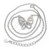 Collares con Dije 04.336.0044.16 Plata Rodinada, Diseño de Mariposa, con Zirconia Cubica Blanca, Pulido, Rodinado (Grosor 01 MM, 16 Pulgadas de Largo)