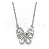 Collares con Dije 04.336.0044.16 Plata Rodinada, Diseño de Mariposa, con Zirconia Cubica Blanca, Pulido, Rodinado (Grosor 01 MM, 16 Pulgadas de Largo)