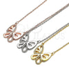 Collares con Dije 04.336.0044.16 Plata Rodinada, Diseño de Mariposa, con Zirconia Cubica Blanca, Pulido, Rodinado (Grosor 01 MM, 16 Pulgadas de Largo)