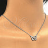 Collares con Dije 04.336.0046.16 Plata Rodinada, Diseño de Mariposa, con Zirconia Cubica Blanca, Pulido, Rodinado (Grosor 01 MM, 16 Pulgadas de Largo)