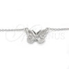 Collares con Dije 04.336.0046.16 Plata Rodinada, Diseño de Mariposa, con Zirconia Cubica Blanca, Pulido, Rodinado (Grosor 01 MM, 16 Pulgadas de Largo)