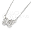 Collares con Dije 04.336.0046.16 Plata Rodinada, Diseño de Mariposa, con Zirconia Cubica Blanca, Pulido, Rodinado (Grosor 01 MM, 16 Pulgadas de Largo)