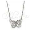 Collares con Dije 04.336.0046.16 Plata Rodinada, Diseño de Mariposa, con Zirconia Cubica Blanca, Pulido, Rodinado (Grosor 01 MM, 16 Pulgadas de Largo)