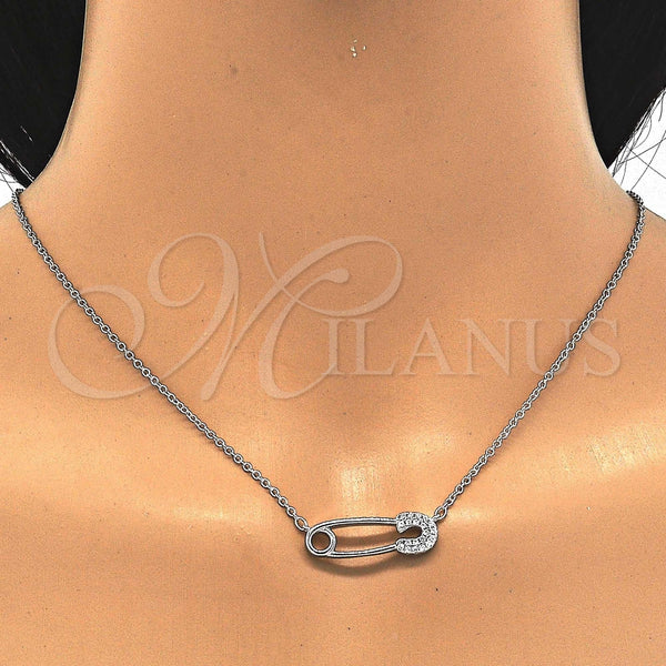 Collares con Dije 04.336.0047.16 Plata Rodinada, con Zirconia Cubica Blanca, Pulido, Rodinado (Grosor 01 MM, 16 Pulgadas de Largo)