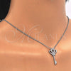 Collares con Dije 04.336.0049.16 Plata Rodinada, Diseño de Llave, con Zirconia Cubica Blanca, Pulido, Rodinado (Grosor 01 MM, 16 Pulgadas de Largo)