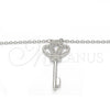 Collares con Dije 04.336.0049.16 Plata Rodinada, Diseño de Llave, con Zirconia Cubica Blanca, Pulido, Rodinado (Grosor 01 MM, 16 Pulgadas de Largo)