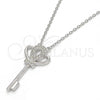 Collares con Dije 04.336.0049.16 Plata Rodinada, Diseño de Llave, con Zirconia Cubica Blanca, Pulido, Rodinado (Grosor 01 MM, 16 Pulgadas de Largo)