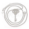 Collares con Dije 04.336.0049.16 Plata Rodinada, Diseño de Llave, con Zirconia Cubica Blanca, Pulido, Rodinado (Grosor 01 MM, 16 Pulgadas de Largo)
