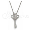 Collares con Dije 04.336.0049.16 Plata Rodinada, Diseño de Llave, con Zirconia Cubica Blanca, Pulido, Rodinado (Grosor 01 MM, 16 Pulgadas de Largo)