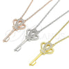 Collares con Dije 04.336.0049.16 Plata Rodinada, Diseño de Llave, con Zirconia Cubica Blanca, Pulido, Rodinado (Grosor 01 MM, 16 Pulgadas de Largo)