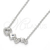 Collares con Dije 04.336.0053.16 Plata Rodinada, Diseño de Corazón, con Zirconia Cubica Blanca, Pulido, Rodinado (Grosor 01 MM, 16 Pulgadas de Largo)