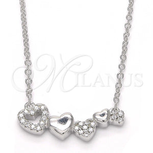 Collares con Dije 04.336.0053.16 Plata Rodinada, Diseño de Corazón, con Zirconia Cubica Blanca, Pulido, Rodinado (Grosor 01 MM, 16 Pulgadas de Largo)