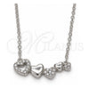 Collares con Dije 04.336.0053.16 Plata Rodinada, Diseño de Corazón, con Zirconia Cubica Blanca, Pulido, Rodinado (Grosor 01 MM, 16 Pulgadas de Largo)