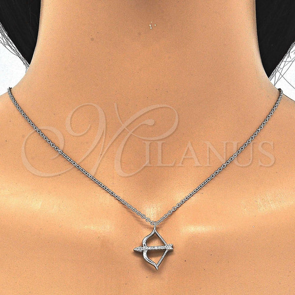 Collares con Dije 04.336.0060.16 Plata Rodinada, con Zirconia Cubica Blanca, Pulido, Rodinado (Grosor 01 MM, 16 Pulgadas de Largo)