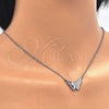 Collares con Dije 04.336.0061.16 Plata Rodinada, Diseño de Mariposa, con Micro Pave Blanca, Pulido, Rodinado (Grosor 01 MM, 16 Pulgadas de Largo)