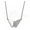 Collares con Dije 04.336.0061.16 Plata Rodinada, Diseño de Mariposa, con Micro Pave Blanca, Pulido, Rodinado (Grosor 01 MM, 16 Pulgadas de Largo)