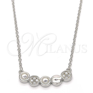 Collares con Dije 04.336.0064.16 Plata Rodinada, con Blanca Zirconia Cubica, Pulido, Rodinado (01 MM Thickness, 16 Inches Length)