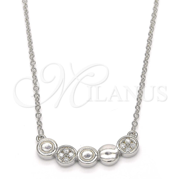 Collares con Dije 04.336.0064.16 Plata Rodinada, con Blanca Zirconia Cubica, Pulido, Rodinado (01 MM Thickness, 16 Inches Length)