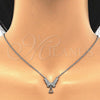 Collares con Dije 04.336.0065.16 Plata Rodinada, Diseño de Angel y Corazón, con Zirconia Cubica Blanca, Pulido, Rodinado (Grosor 01 MM, 16 Pulgadas de Largo)
