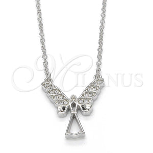 Collares con Dije 04.336.0065.16 Plata Rodinada, Diseño de Angel y Corazón, con Zirconia Cubica Blanca, Pulido, Rodinado (Grosor 01 MM, 16 Pulgadas de Largo)