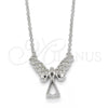 Collares con Dije 04.336.0065.16 Plata Rodinada, Diseño de Angel y Corazón, con Zirconia Cubica Blanca, Pulido, Rodinado (Grosor 01 MM, 16 Pulgadas de Largo)