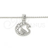 Dije Elegante 05.336.0016 Plata Rodinada, Diseño de Cisne, con Micro Pave Blanca, Pulido, Rodinado