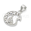 Dije Elegante 05.336.0016 Plata Rodinada, Diseño de Cisne, con Micro Pave Blanca, Pulido, Rodinado