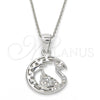 Dije Elegante 05.336.0016 Plata Rodinada, Diseño de Cisne, con Micro Pave Blanca, Pulido, Rodinado