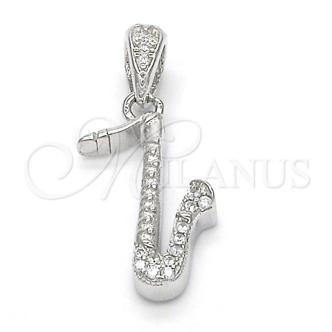 Dije Elegante 05.336.0028 Plata Rodinada, con Blanca Zirconia Cubica, Pulido, Rodinado