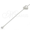 Pulsera Elegante 03.336.0001.07 Plata Rodinada, Diseño de Corazón, con Blanca Micro Pave, Pulido, Rodinado (01 MM Thickness, 7 Inches Length)