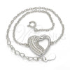 Pulsera Elegante 03.336.0001.07 Plata Rodinada, Diseño de Corazón, con Micro Pave Blanca, Pulido, Rodinado (Grosor 01 MM, 7 Pulgadas de Largo)