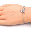 Pulsera Elegante 03.336.0008.07 Plata Rodinada, Diseño de Mariposa, con Zirconia Cubica Blanca, Pulido, Rodinado (Grosor 01 MM, 7 Pulgadas de Largo)