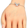 Pulsera Elegante 03.336.0008.07 Plata Rodinada, Diseño de Mariposa, con Zirconia Cubica Blanca, Pulido, Rodinado (Grosor 01 MM, 7 Pulgadas de Largo)
