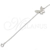 Pulsera Elegante 03.336.0008.07 Plata Rodinada, Diseño de Mariposa, con Zirconia Cubica Blanca, Pulido, Rodinado (Grosor 01 MM, 7 Pulgadas de Largo)