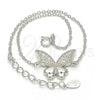 Pulsera Elegante 03.336.0008.07 Plata Rodinada, Diseño de Mariposa, con Zirconia Cubica Blanca, Pulido, Rodinado (Grosor 01 MM, 7 Pulgadas de Largo)