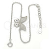 Pulsera Elegante 03.336.0008.07 Plata Rodinada, Diseño de Mariposa, con Zirconia Cubica Blanca, Pulido, Rodinado (Grosor 01 MM, 7 Pulgadas de Largo)
