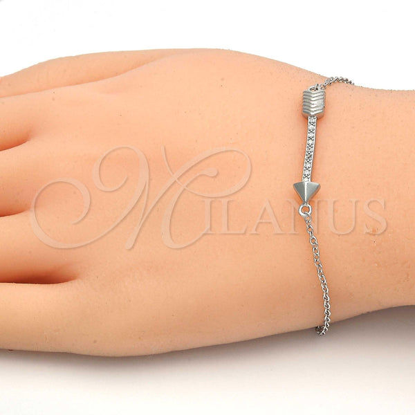 Pulsera Elegante 03.336.0011.07 Plata Rodinada, con Micro Pave Blanca, Pulido, Rodinado (Grosor 01 MM, 7 Pulgadas de Largo)