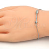 Pulsera Elegante 03.336.0011.07 Plata Rodinada, con Micro Pave Blanca, Pulido, Rodinado (Grosor 01 MM, 7 Pulgadas de Largo)