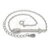 Pulsera Elegante 03.336.0011.07 Plata Rodinada, con Micro Pave Blanca, Pulido, Rodinado (Grosor 01 MM, 7 Pulgadas de Largo)