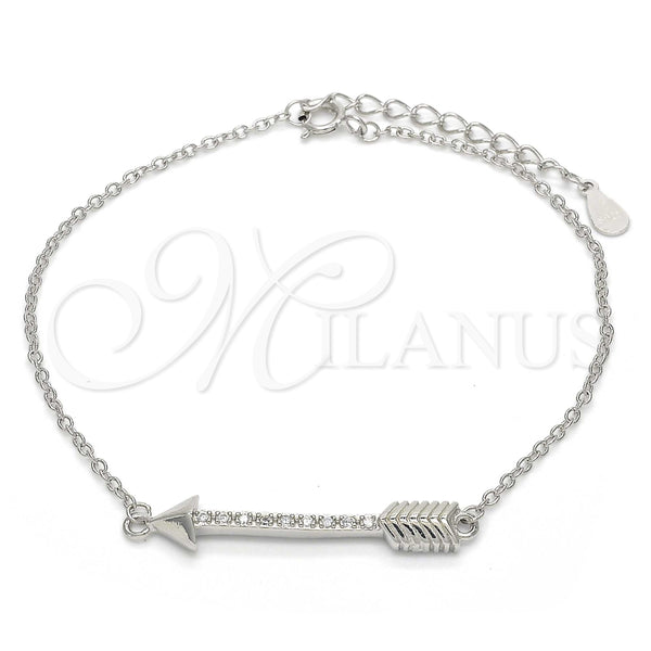 Pulsera Elegante 03.336.0011.07 Plata Rodinada, con Micro Pave Blanca, Pulido, Rodinado (Grosor 01 MM, 7 Pulgadas de Largo)