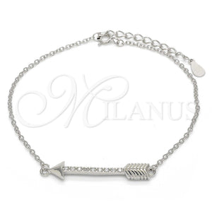 Pulsera Elegante 03.336.0011.07 Plata Rodinada, con Micro Pave Blanca, Pulido, Rodinado (Grosor 01 MM, 7 Pulgadas de Largo)